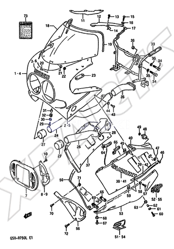Billede til varegruppe COWLING (MODEL J 9SR)REFER TO FIG.61 (L-8) FOR  MODEL L 3SL 3RZ