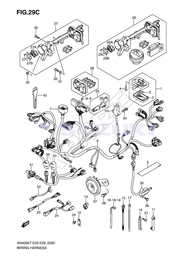 Billede til varegruppe WIRING HARNESS (AN400L0)REFER TO FIG.29D(F- 4) FO R AN400AL0/ ZAL0