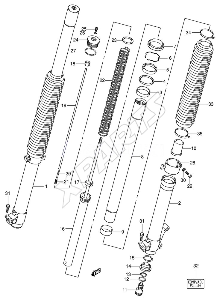 Billede til varegruppe FRONT FORK DAMPER (SEE NOTE)EY/ EK1/ EK2/ EK3/ EK4 E24