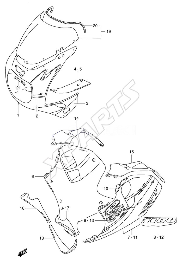 Billede til varegruppe COWLING BODY (MODEL P 17U A6G)REFER TO FIG.45A(2-A-11)  FOR MODEL T