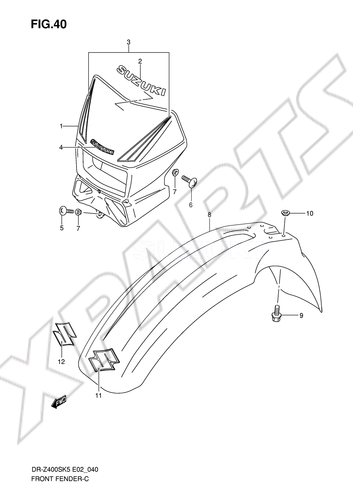 Billede til varegruppe FRONT FENDER (MODEL K5/ K6/ K7/ K8)COLOR : N9J=30H(WHITE) YC 2(BLUE)