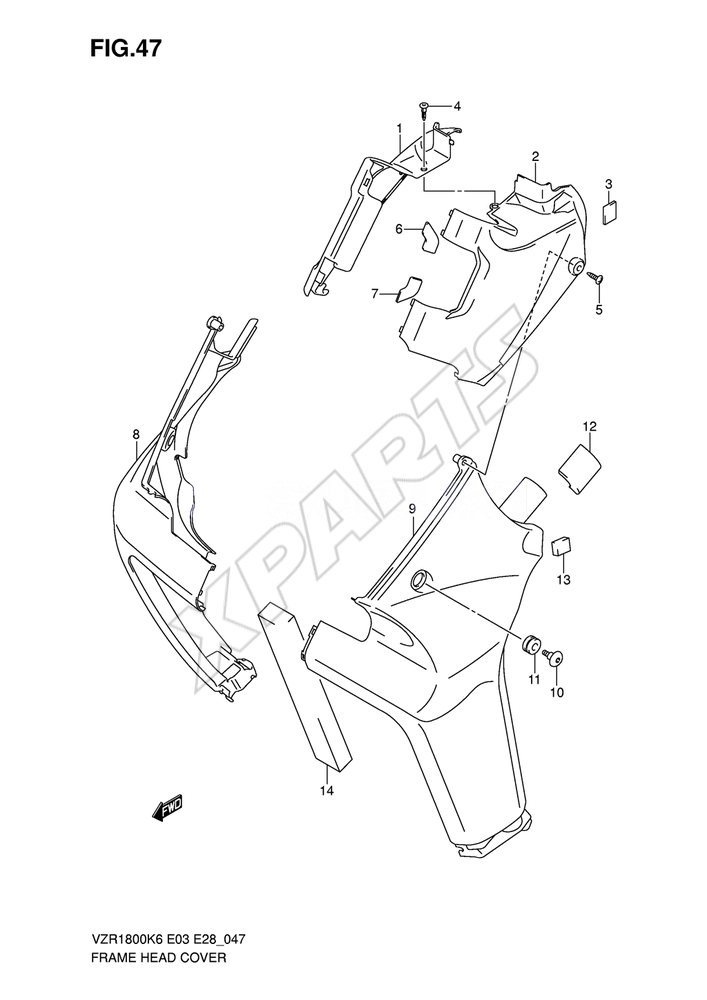 Billede til varegruppe FRAME HEAD COVER (VZR1800K6/ K7)REFER TO FIG.47B(I- 7) FO R VZR1800K8/ NK8