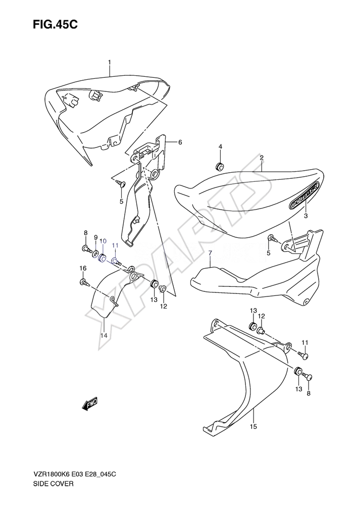 Billede til varegruppe SIDE COVER (VZR1800K9/ NK9)REFER TO FIG.45D(I- 3) FO R VZR1800L0
