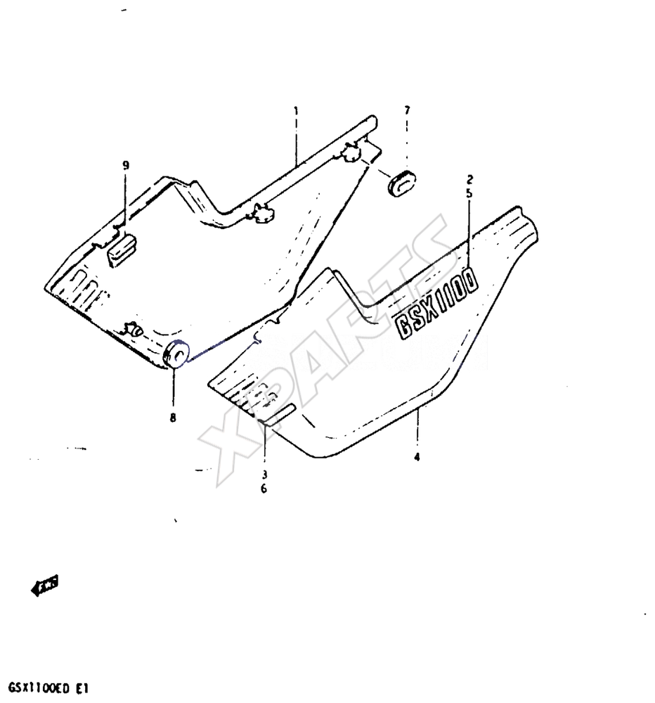 Billede til varegruppe FRAME COVER (GSX1100Z)FIG.61 (H-12) : GSX1100EX D