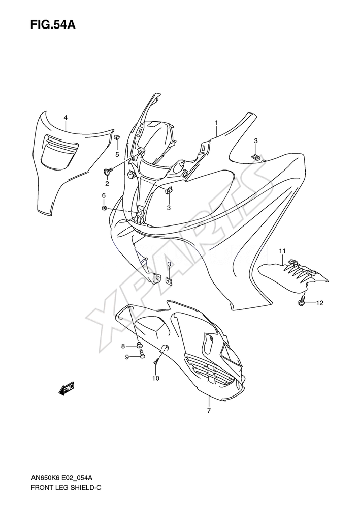 Billede til varegruppe FRONT LEG SHIELD (AN650K8)REFER TO FIG.55C(I- 9) FO R AN650L0