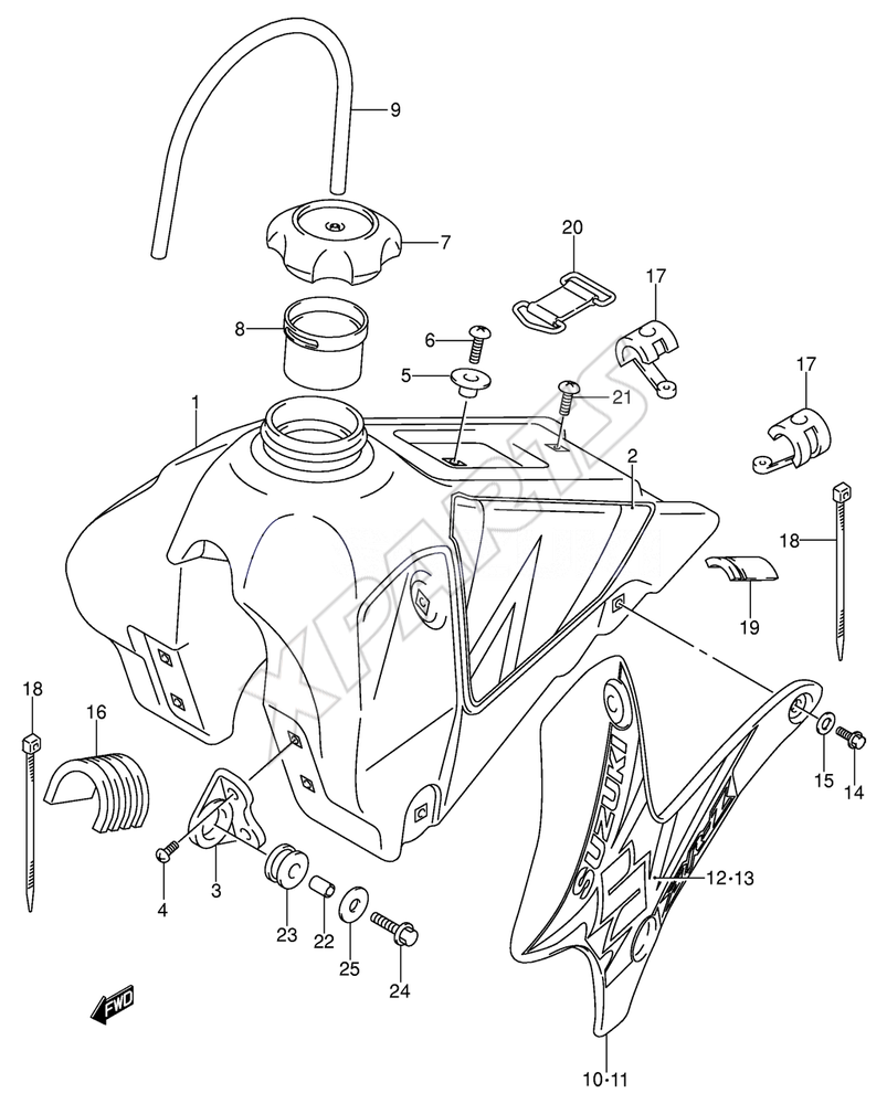 Billede til varegruppe FUEL TANK (MODEL K4)REFER TO FIG.23D(D-12) FO R MODEL K7