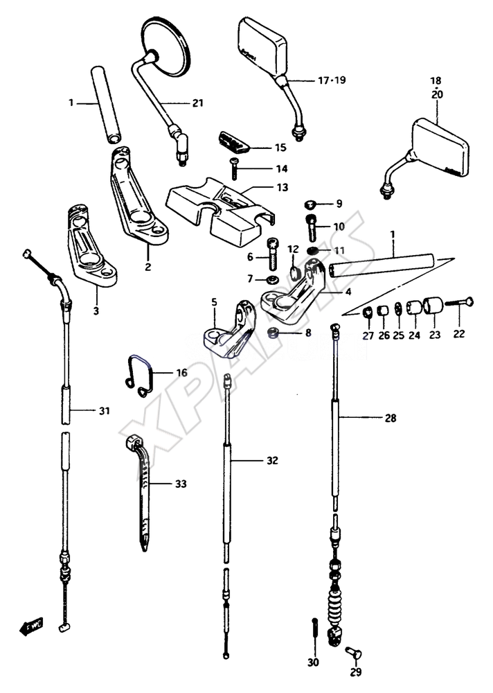 Billede til varegruppe HANDLEBAR (GSX1100EE)REFER TO FIG.60 (J-4) FOR  GSX1100EF/ EG