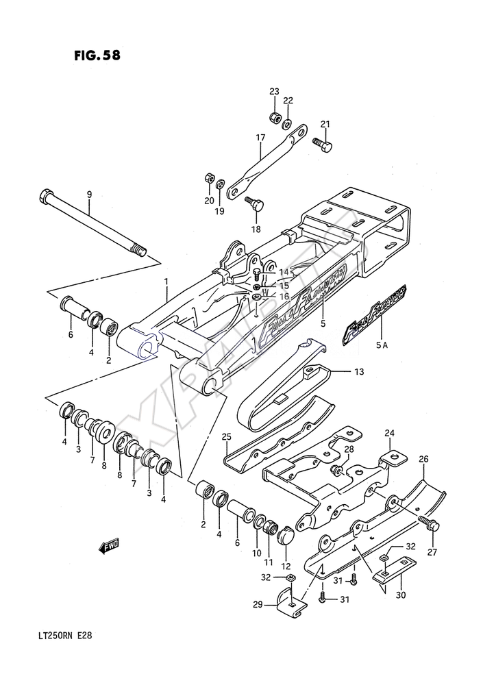 Billede til varegruppe REAR SWINGING ARM (MODEL H/ J/ K/ L)REFER TO FIG.58A(I-5) FOR  MODEL M/ N
