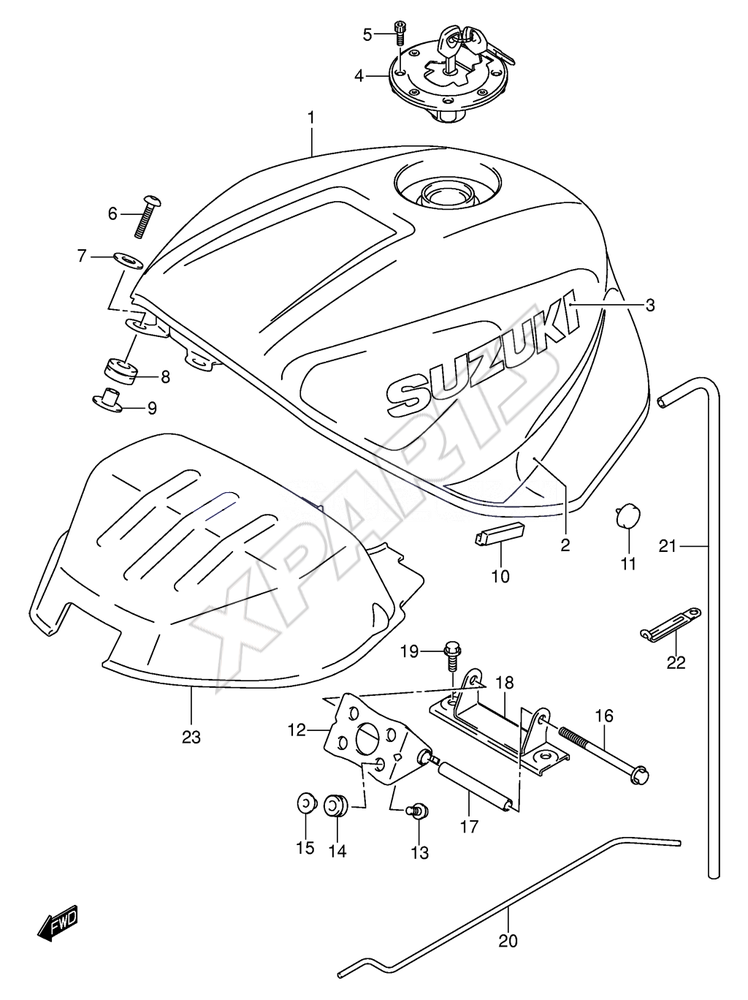 Billede til varegruppe FUEL TANK (MODEL K1): FN9=YD8(SILVER) Y7M(RED )