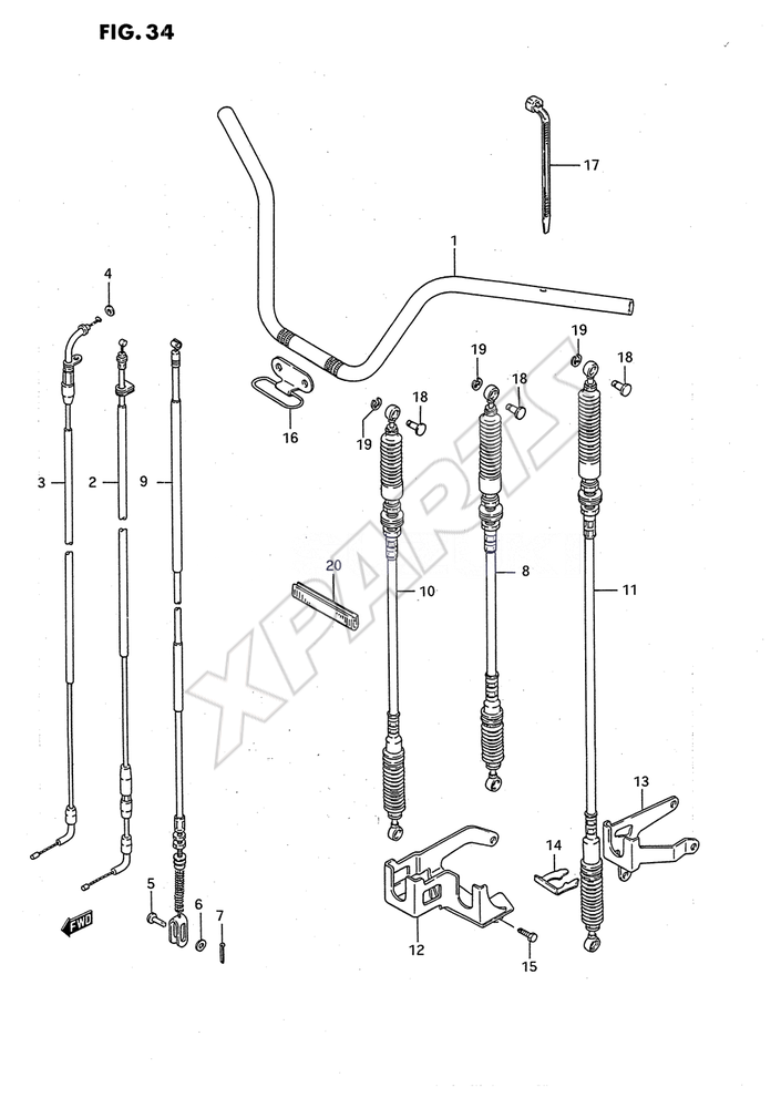 Billede til varegruppe HANDLEBAR - CABLE (MODEL J/ K)REFER TO FIG.34A (G-3) FO R MODEL L/ M/ N/ P/ R/ S/ T