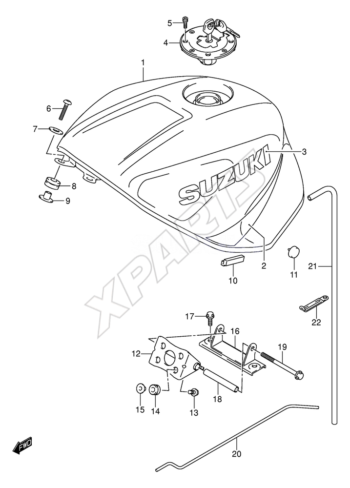 Billede til varegruppe FUEL TANK (MODEL K2): BP9=Y7L(BLACK) Y9H(YELL OW)