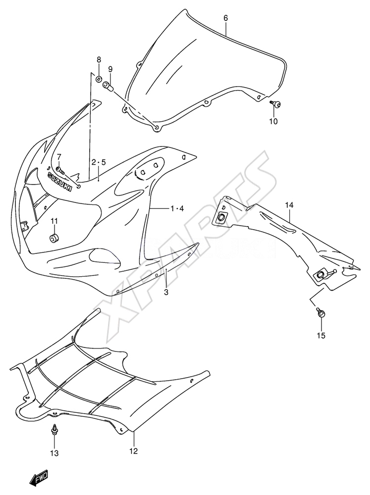 Billede til varegruppe COWLING BODY (MODEL K2)REFER TO FIG.44C(G-8) FOR  GSX-R600K3
