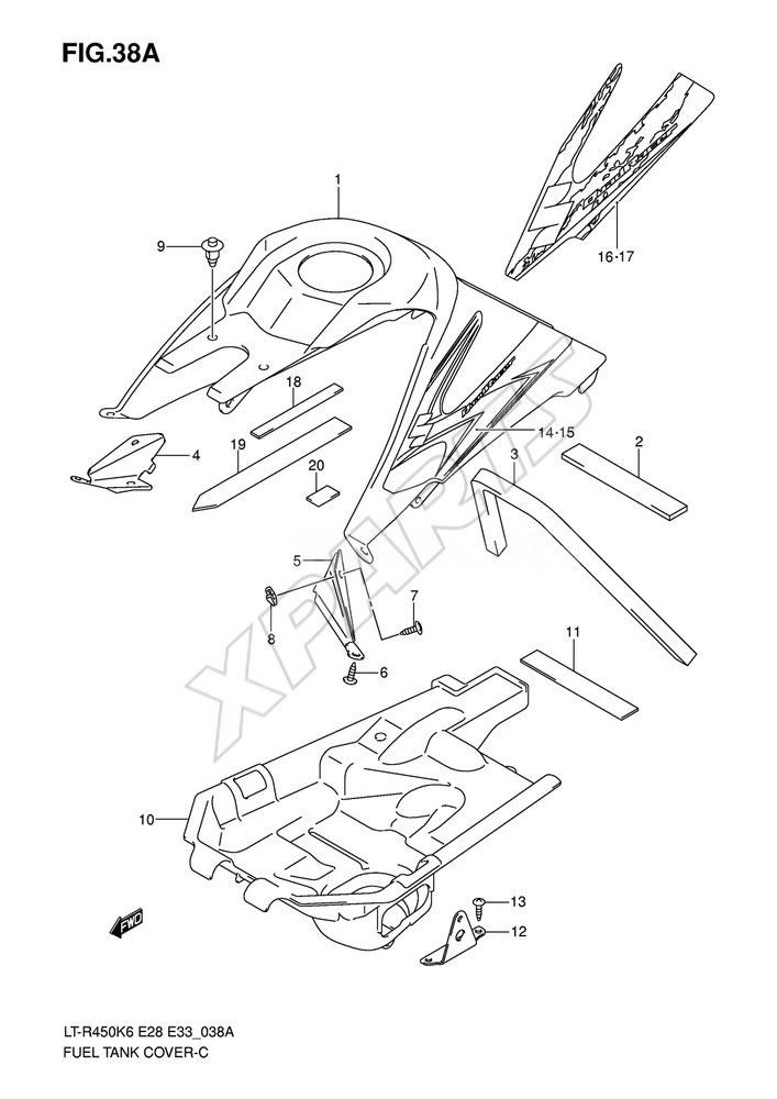 Billede til varegruppe FUEL TANK COVER (MODEL K8)REFER TO FIG.38B(F-13) FO R MODEL K9