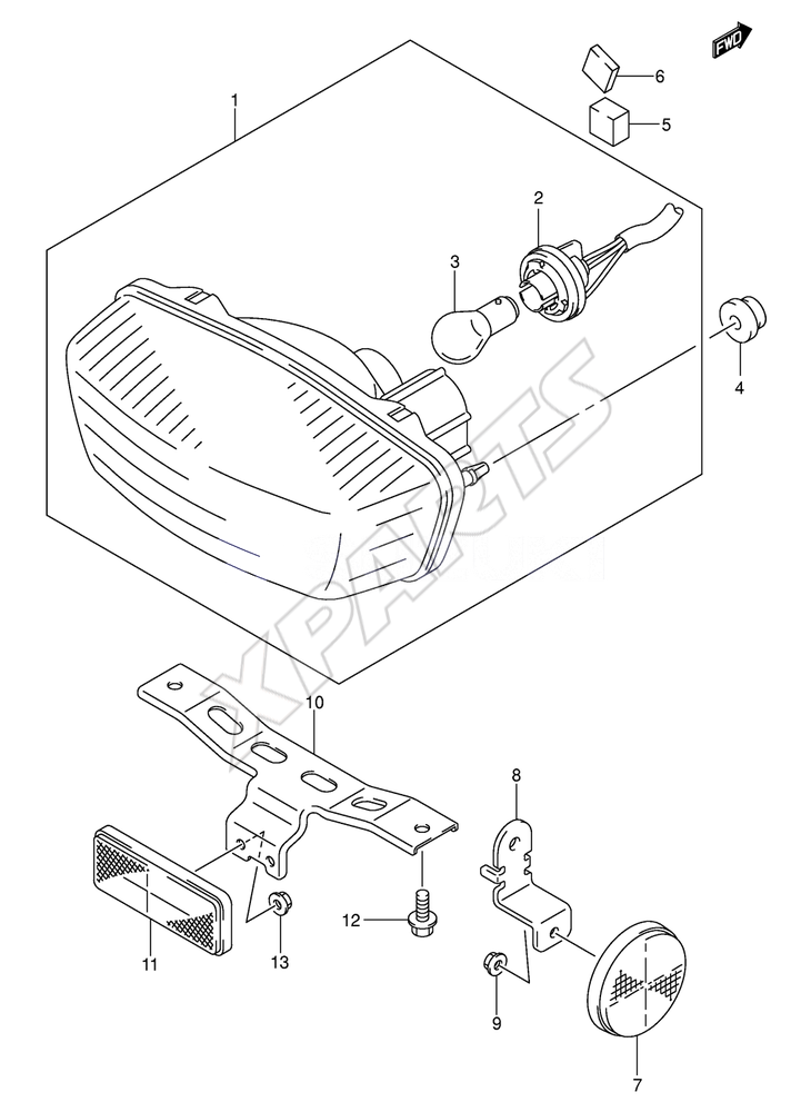 Billede til varegruppe REAR COMBINATION (MODEL K4 E28)REFER TO FIG.28E(F- 8) FO R MODEL K5/ K6/ K7 E28