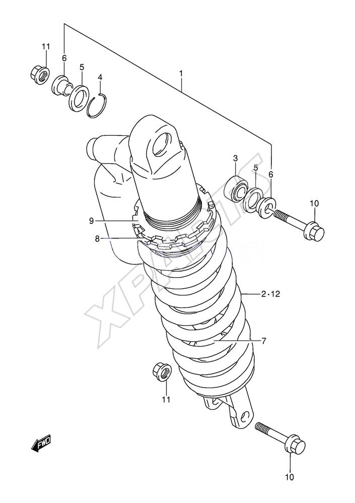 Billede til varegruppe SHOCK ABSORBER (MODEL K/ L)REFER TO FIG.38B(J-7) FOR  MODEL N