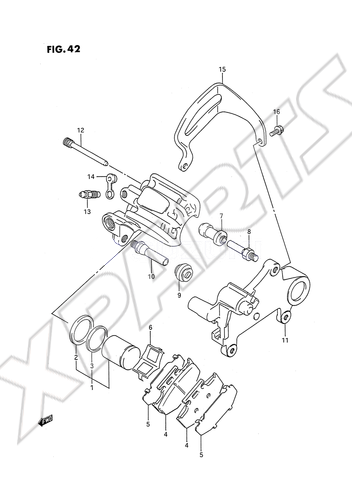 Billede til varegruppe REAR CALIPERS (MODEL K)REFER TO FIG.42C(K- 5) FO R MODEL P/ R/ S/ T