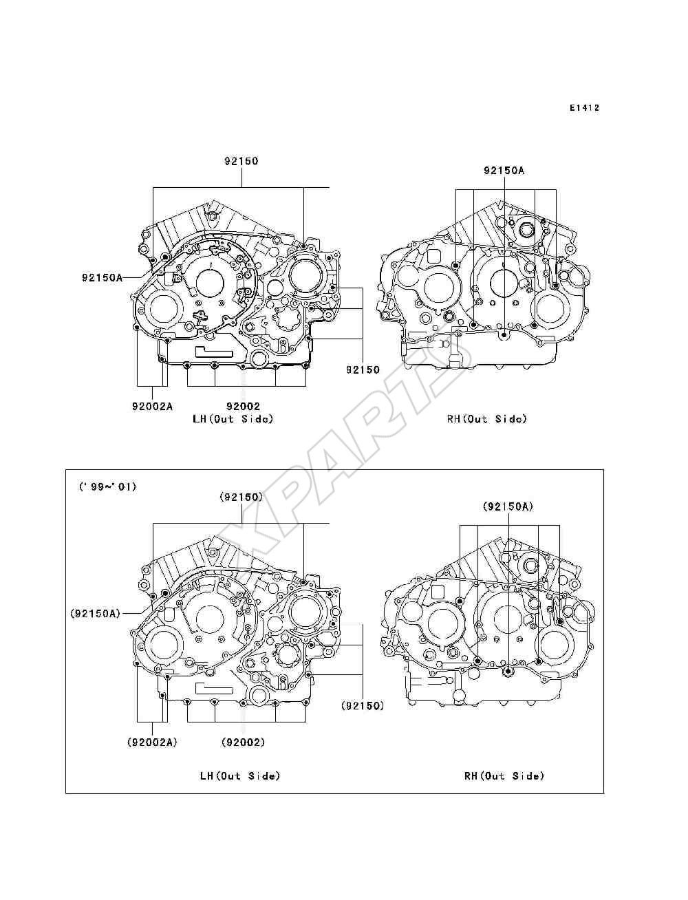 Billede til varegruppe Crankcase Bolt Pattern