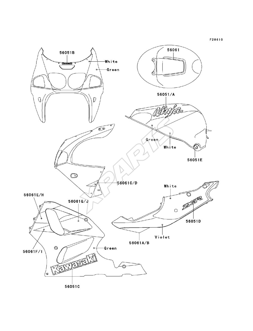 Billede til varegruppe Decals(Green / White)(ZX750-P2)