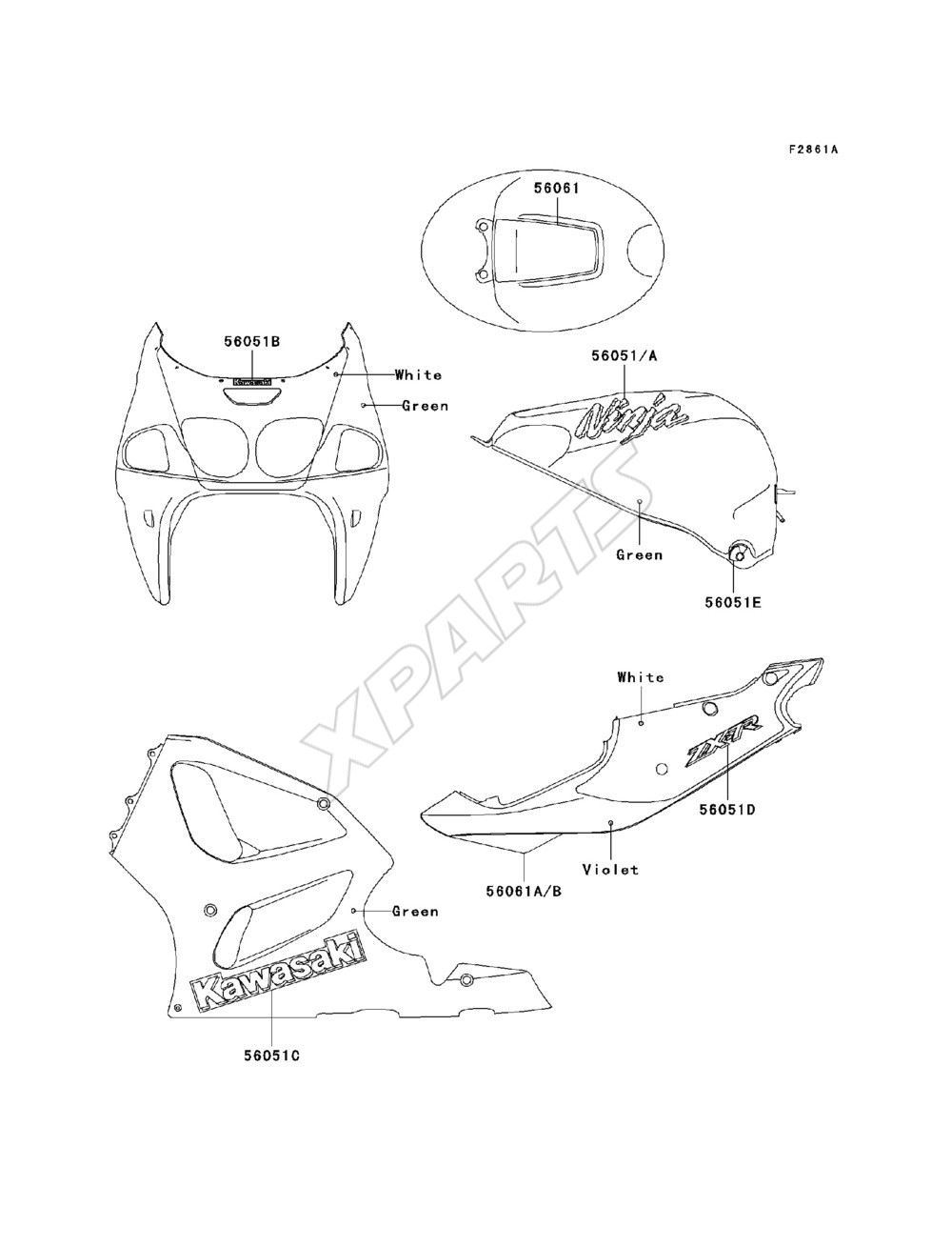 Billede til varegruppe Decals(Green)(ZX750-P1)