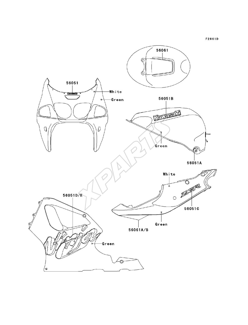 Billede til varegruppe Decals(Green)(ZX750-P3)