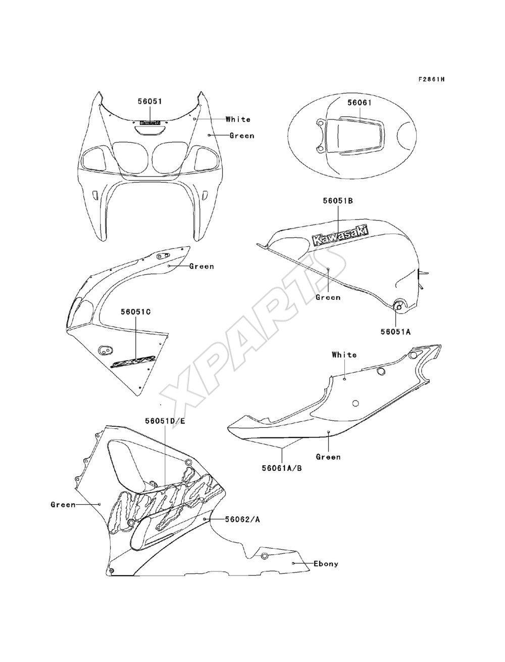 Billede til varegruppe Decals(Green)(ZX750-P4)