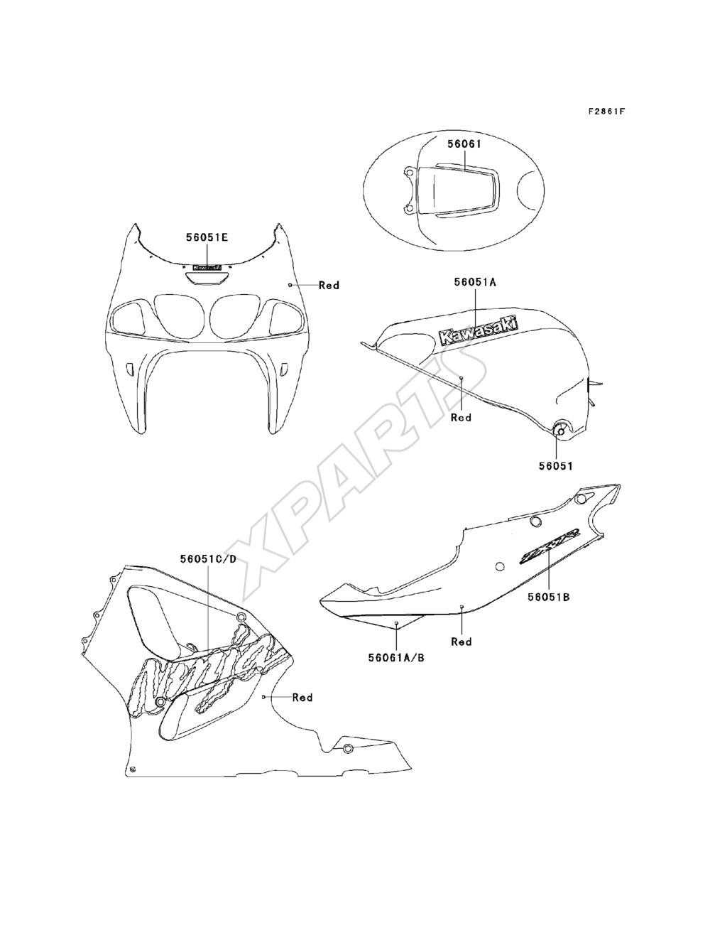Billede til varegruppe Decals(Red)(ZX750-P4)