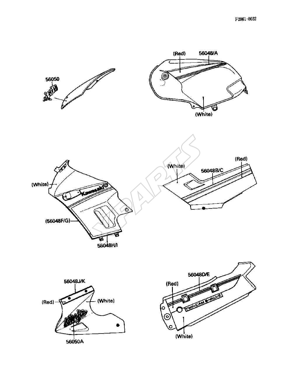 Billede til varegruppe Decals(WHITE)(EX250-F3)