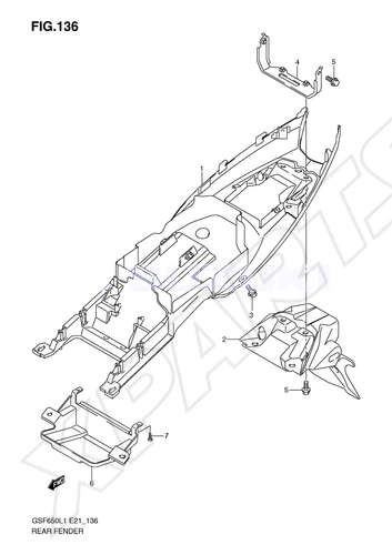 Billede til varegruppe REAR FENDER (GSF650UL1 E21)