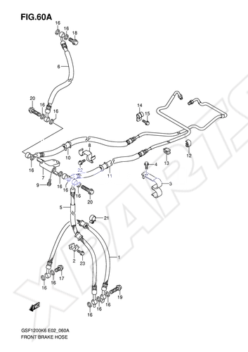 Billede til varegruppe FRONT BRAKE HOSE (GSF1200AK6/ SAK6)