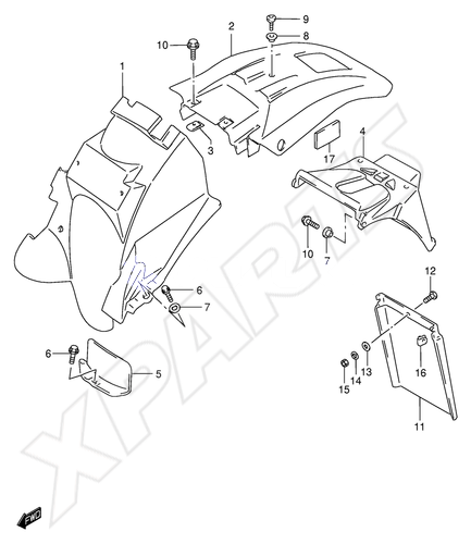 Billede til varegruppe REAR FENDER (MODEL K1/ K2/ K3)