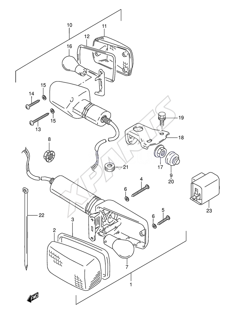 Billede til varegruppe TURN SIGNAL LAMP (MODEL R)REFER TI FIG.26C(E-13) FO R MODEL T