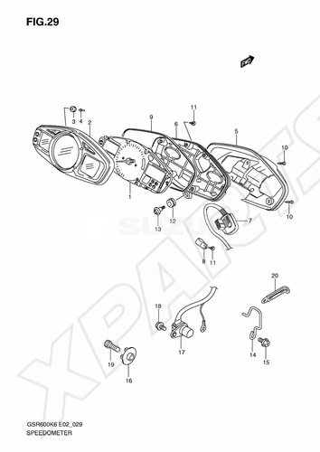 Billede til varegruppe SPEEDOMETER (GSR600K6/ K7/ K8,GSR600UK6/ UK7/ UK8)