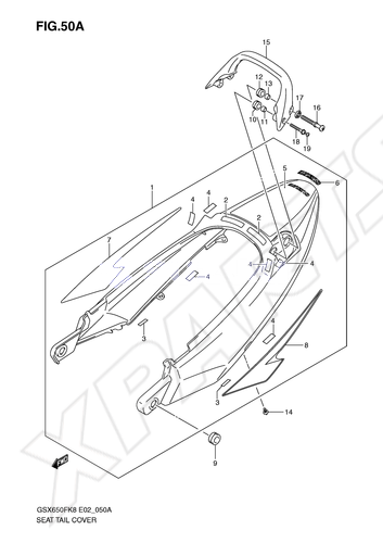 Billede til varegruppe SEAT TAIL COVER (MODEL K9): FKE=YAY(BLACK),YLF(GRAY )