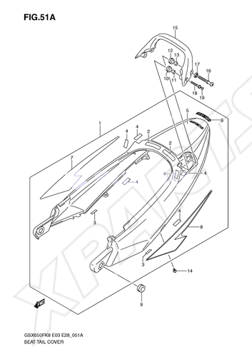 Billede til varegruppe SEAT TAIL COVER (MODEL K9)FKE=YAY(BLACK),YLF(GRAY)