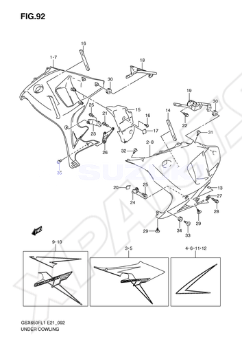 Billede til varegruppe UNDER COWLING (GSX650FL1 E24)