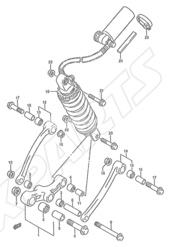 Billede til varegruppe REAR CUSHION LEVER (SEE NOTE)MODEL L/ M/ N/ P/ R E2,E4,E15 ,E16,E17,E18,E21,E22,E25, E34,E39,E53