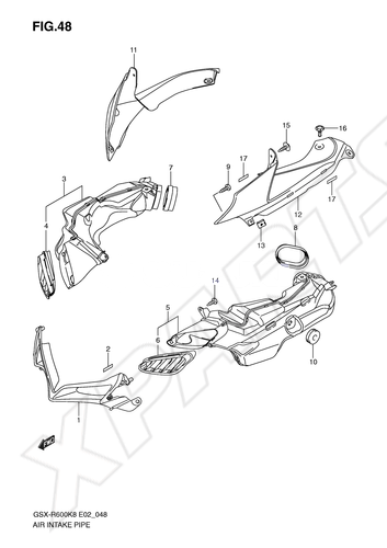 Bild für Kategorie AIR INTAKE PIPE (MODEL K8): EGH=YMD(SILVER),YME(ORA NGE)