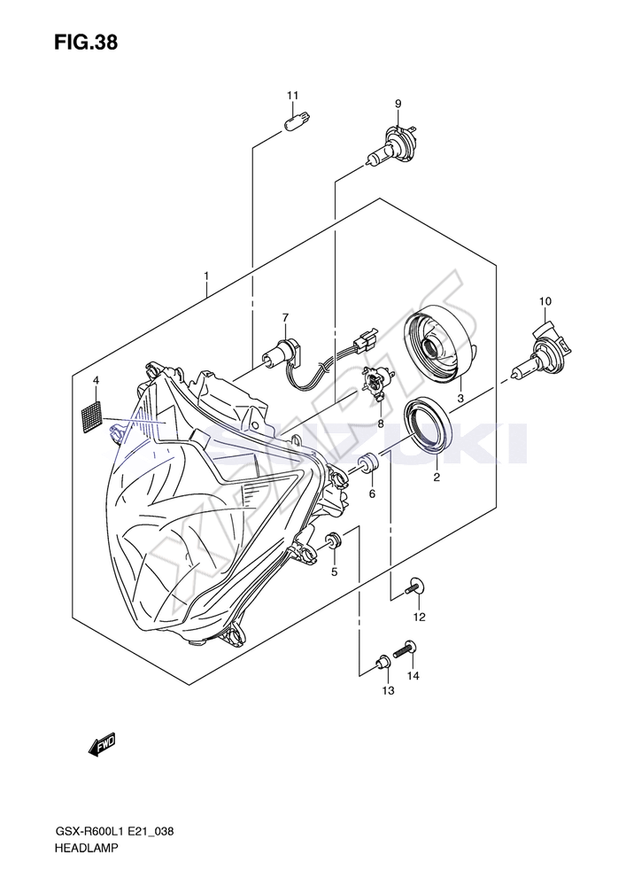 Billede til varegruppe HEADLAMP (GSX-R600UEL1 E21)
