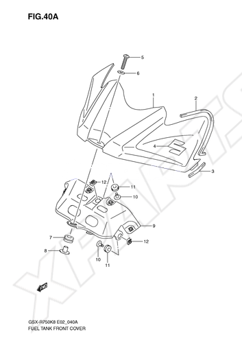 Billede til varegruppe FUEL TANK FRONT C0VER (MODEL K9): GLR=YBD(WHITE),YSF(BLUE )