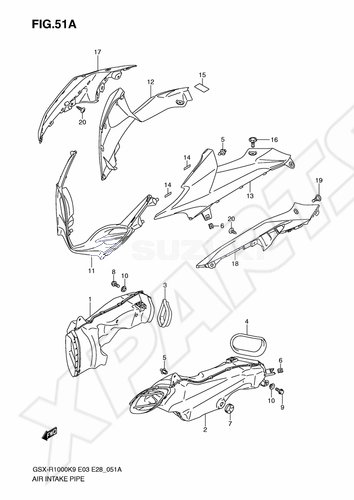 Billede til varegruppe INTAKE PIPE (MODEL L0): HTM=YKV(BLACK),YRB(BLUE )