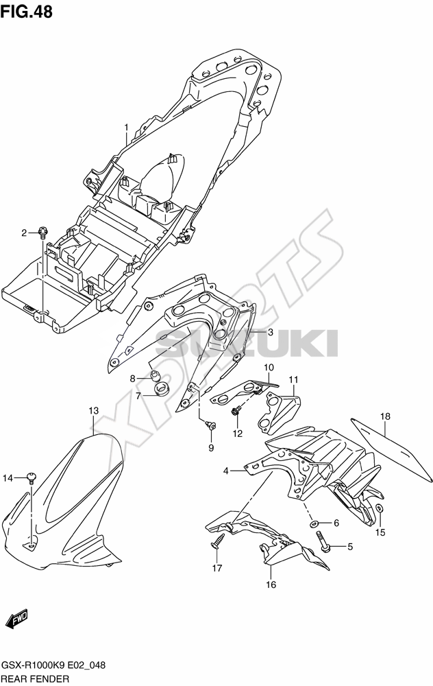 Billede til varegruppe REAR FENDER: HTM=YKV(BLACK),YRB(BLUE )