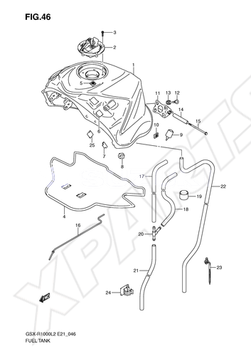 Billede til varegruppe FUEL TANK (GSX-R1000L2 E24)COLOR : GLR=YBD(WHITE),YS F(BLUE)