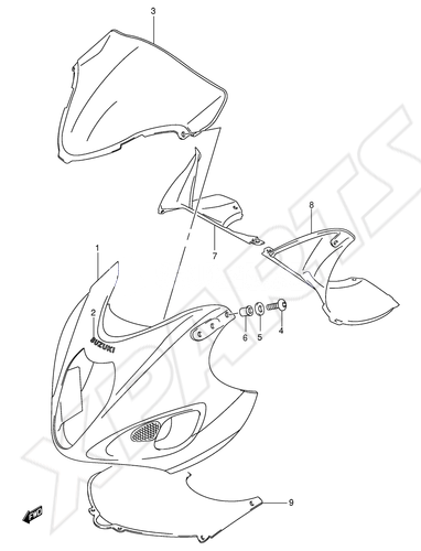 Billede til varegruppe COWLING BODY (MODEL K3): KT7=33J(BLACK),YU8(GRAY )