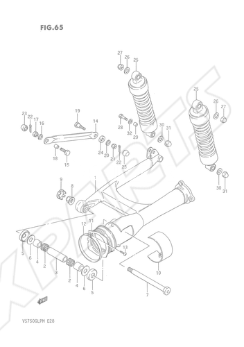 Billede til varegruppe REAR SWINGING ARM (MODEL G F.NO.100110~)