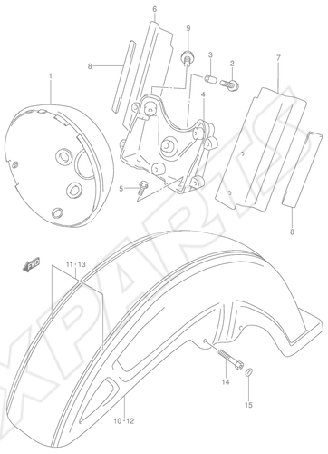 Bild für Kategorie FRONT FENDER (MODEL K3/ K4): AAV = YAR(BLUE),  YU8(G RAY)