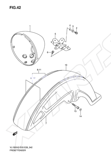Billede til varegruppe FRONT FENDER (MODEL K5/ K6)COLOR : NY3 = YBA(BLUE),  YAY(BLACK)