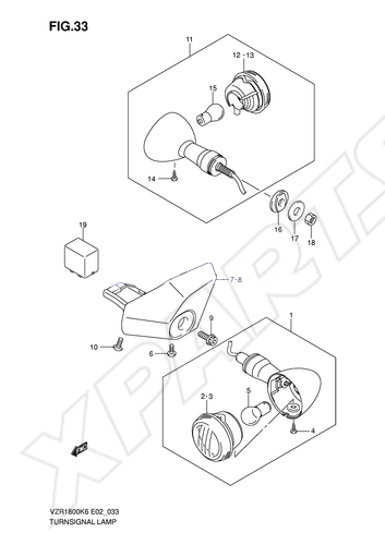Billede til varegruppe TURNSIGNAL LAMP (VZR1800/ K6/ K7/ U2K7)
