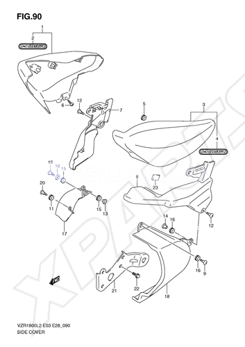 Billede til varegruppe SIDE COVER (VZR1800ZL2 E28): JBA=YVB(BLACK),YME(ORAN GE)