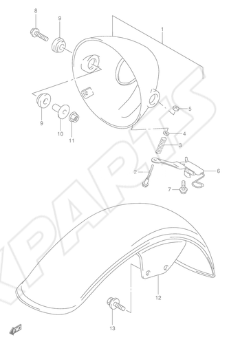 Billede til varegruppe HEADLAMP HOUSING (MODEL V/ W/ X/ Y)COLOR : F6E=20F(MAROON),1 0R(WHITE)