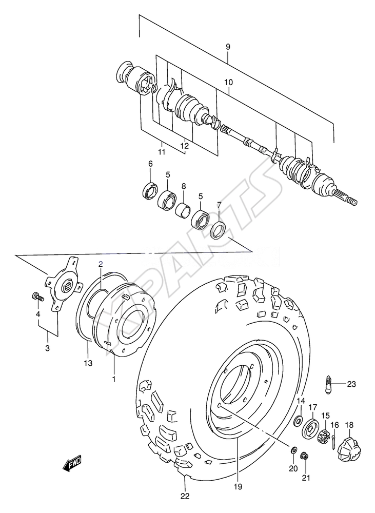 Billede til varegruppe FRONT WHEEL (SEE NOTE)MODEL W F.NO.JSAAJ45A W21 01404%